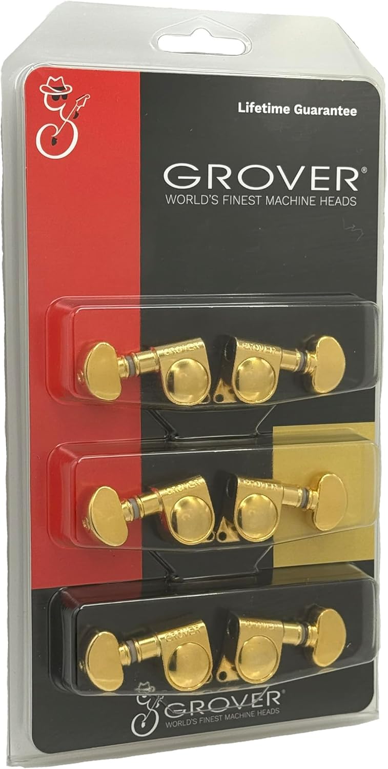 Tonebird Grover 406G Locking Rotomatics Guitar Tuners, Tuning Machines Set 3+3 18:1 Gold Mid-Size Tuning Keys with Dunlop Polish Cloth Bundle Tuner Heads with Small Kidney Button - Image 2